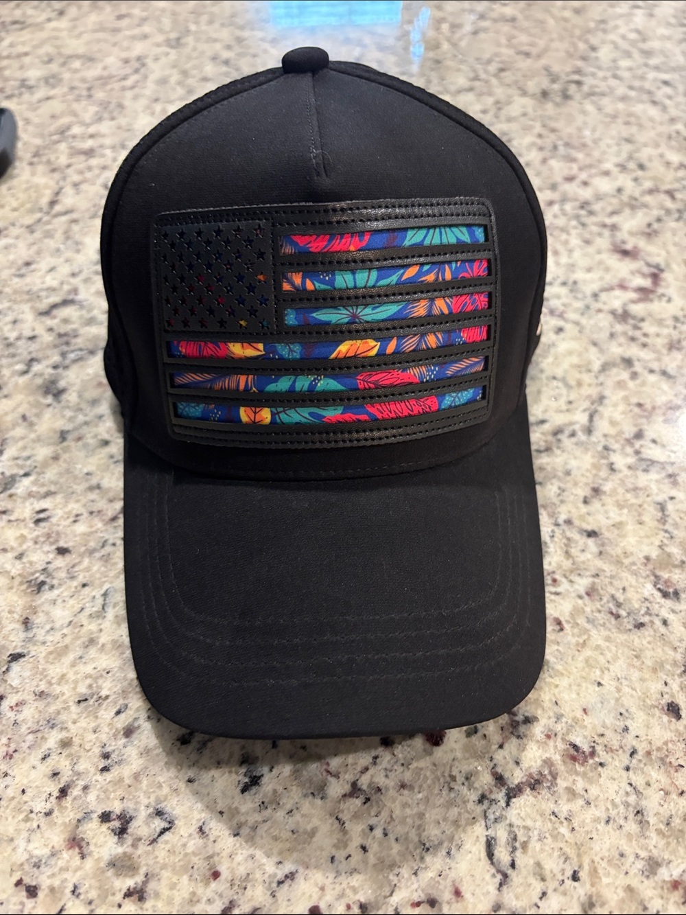 New Robin Ruth Miami Surf Style American Flag Floral Trucker Hat Adjustable